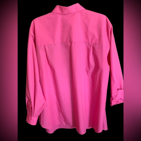 New FOXCROFT Wrinkle Free Pink Button Up Long Sleeve Blouse Woman’s Plus Size 16 - Picture 7 of 10